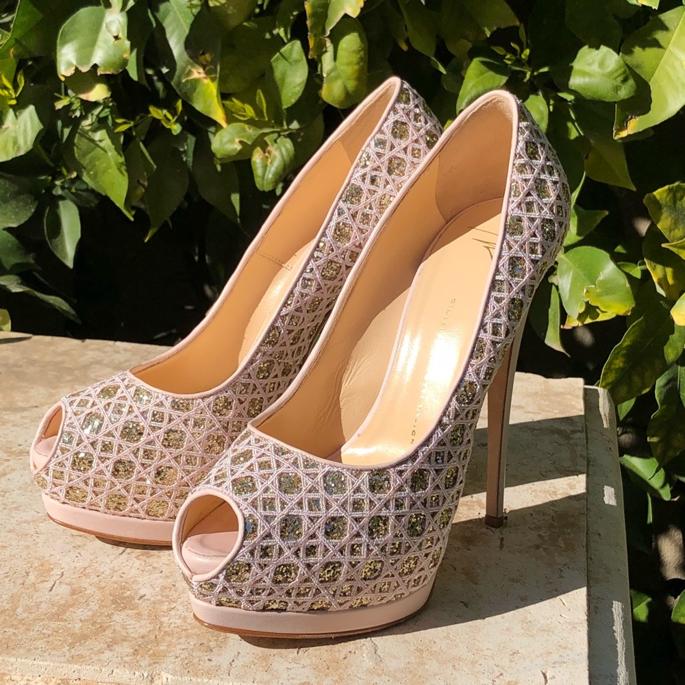 Pink and gold Giuseppe Zanotti platform heels 41 - Picture 5 of 8